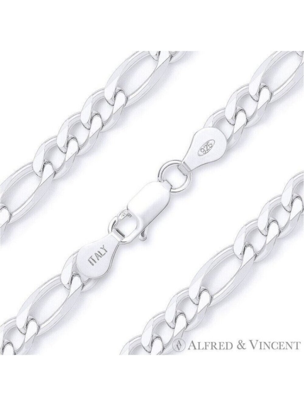 Figaro / Figaroa Link Italian Chain Anklet in Solid .925 Sterling Silver - 10"